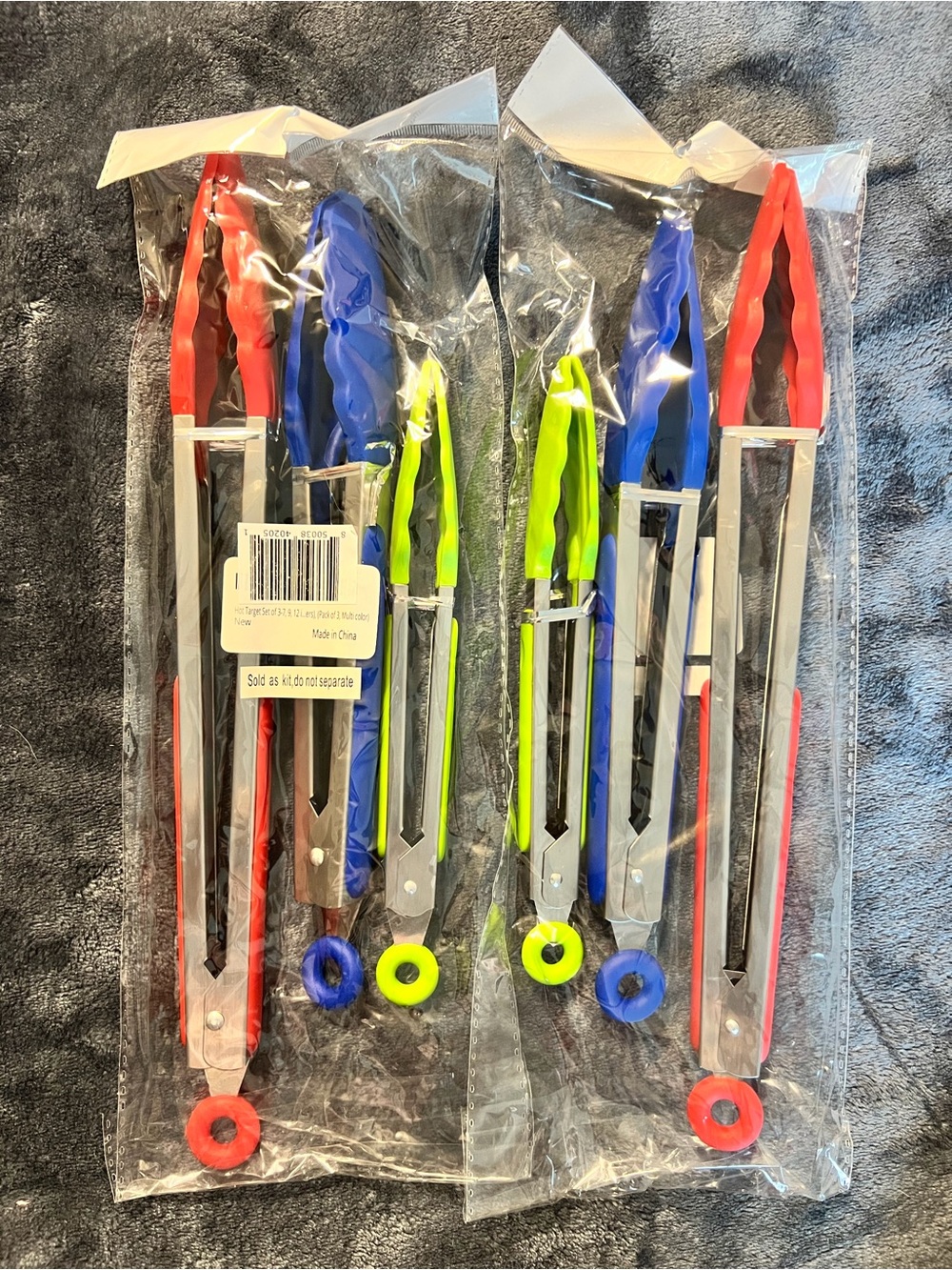 Hot Target 6 Piece Heavy Duty Varying Sizes Silicone-Grip Kitchen Tongs Set